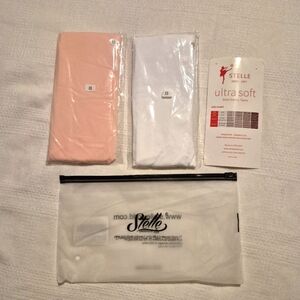 Stelle girls size XS 2 pairs of new ballet tights 1 pink, 1 white 4-6 years, NWT